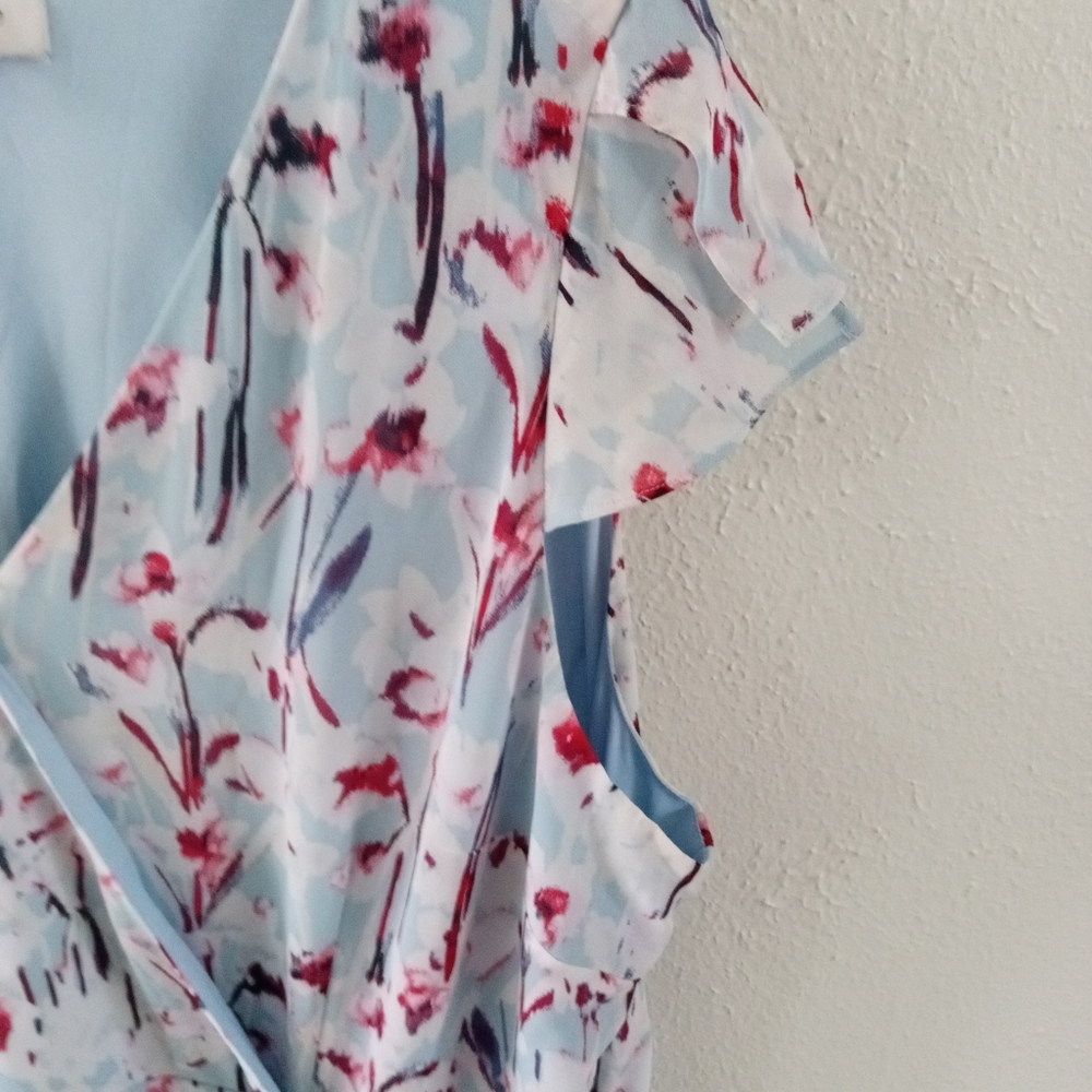 HAUTE HIPPIE Blue Sky Cherry Blossoms Ruffled Maxi Dress | XL - Picture 6 of 10